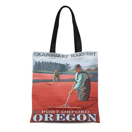 Cranberry Port KDAGR Canvas Tote Bag Retro Cranberry Bogs Harvest Port Orford Vintage Antique Cranberries Reusable Handbag Shoulder Grocery Shopping Bags ()