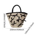 thumbnail image 2 of Bolso de mano tejido con lazo Likrtyny bolso de playa de verano negro, 2 of 9