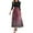Hot Pink, variant on Women's Elegant Floral Stitching Belted Round Neck 3/4 Sleeve Dress, Fashion Casual Midi Dress with Feminine Details for Summer,Purple L