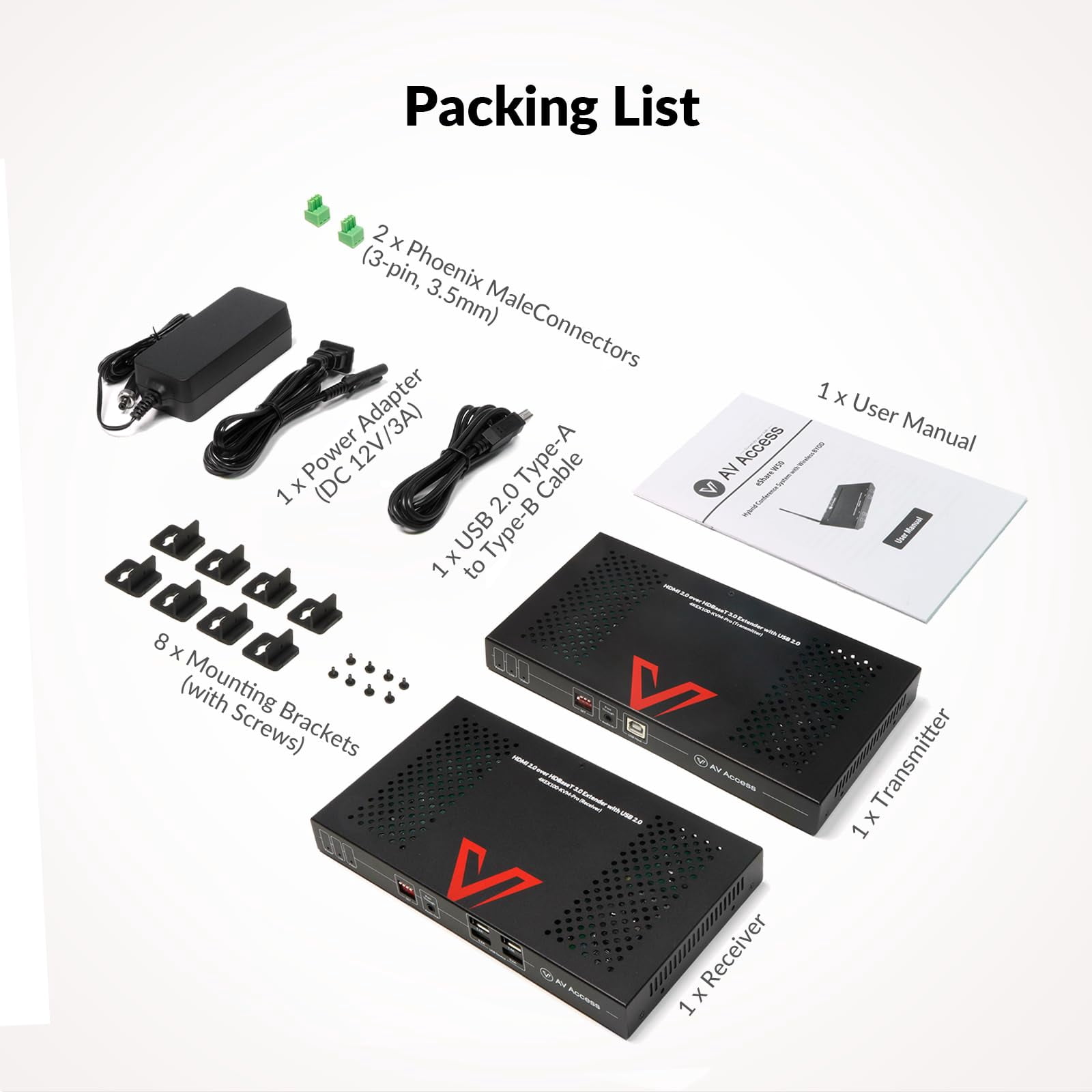 AV Access HDBaseT 3.0 HDMI KVM Extender, Uncompressed 5K@60H 4K@120Hz up to 100m/330ft, 144/165/240Hz Refresh Rate, Zero Latency (4KEX100-KVM-Pro)