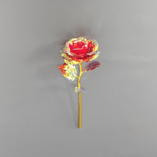 Simulación de rosa de papel dorado Regalo para el día de la madre, día del maestro, regalo exquisito de Navidad