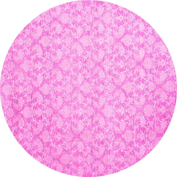 Ahgly Company Indoor Round Abstract Pink Contemporary Area Rugs, 5' Round