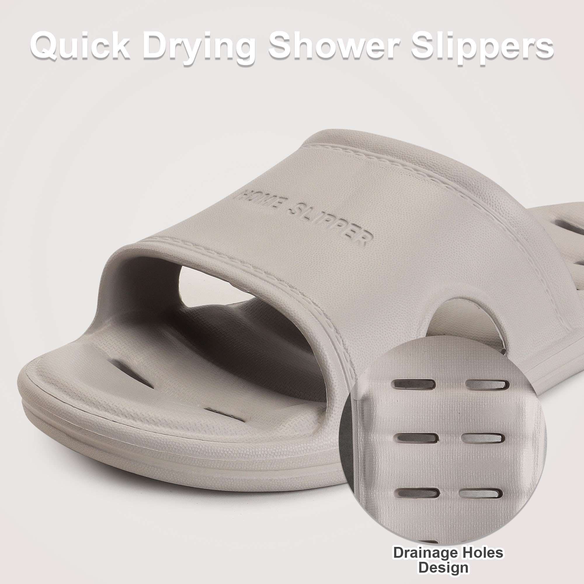 Shower Slippers for Women Men Non-Slip Quick Drying Slide Sandals Bathroom Comfort House Shoes with Drain Holes for Indoor Home Beach Pool