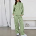 thumbnail image 5 of Wutalume Women's Casual 2-Piece Hoodie Set, Solid Color Long Sleeve Zip Up Hoodie with Pockets and Joggers, Loungewear Outfit,Green M, 5 of 5