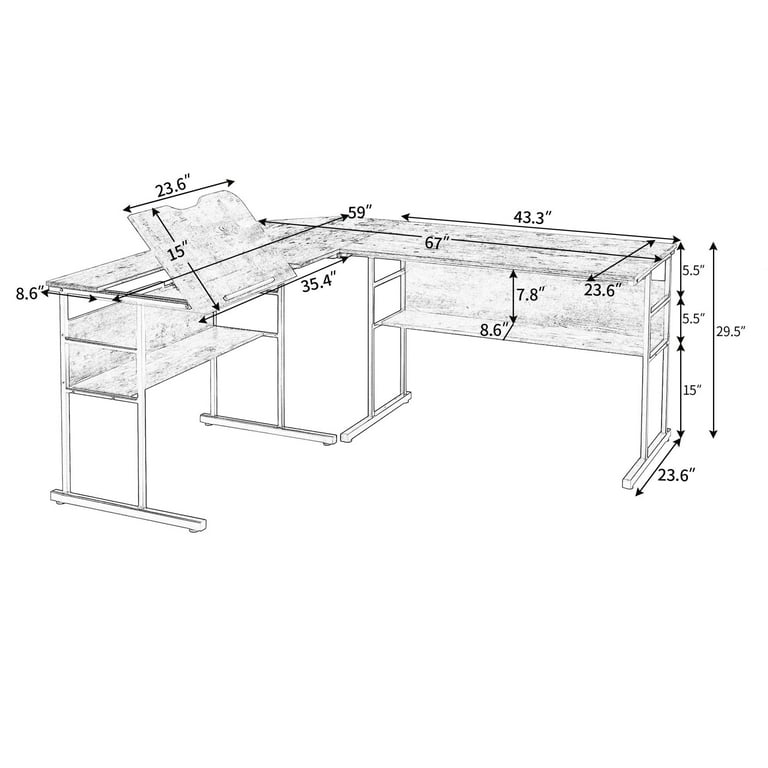 L shaped drawing desk deals
