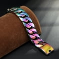 thumbnail image 3 of RapzGz Men’s 31mm Chunky Cuban Chain Bracelet, Heavy Thick 316L Stainless Steel in Gold, Silver, Black, Blue, Rainbow – Hip Hop Punk Link Bangle, 9.25", 10.5oz, 3 of 9