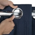 thumbnail image 3 of Stall Waffle Hotel Shower Curtain with Snap-in Fabric Liner, No Hook Needed Cotton Blend Heavy Duty Bath Curtain, Navy -54" x 80", 3 of 7