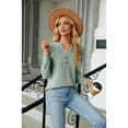 thumbnail image 6 of Anbech Vneck Women Solid Color Shirt Buttons Long Sleeve Blouse Casual Fashion Tops, 6 of 9