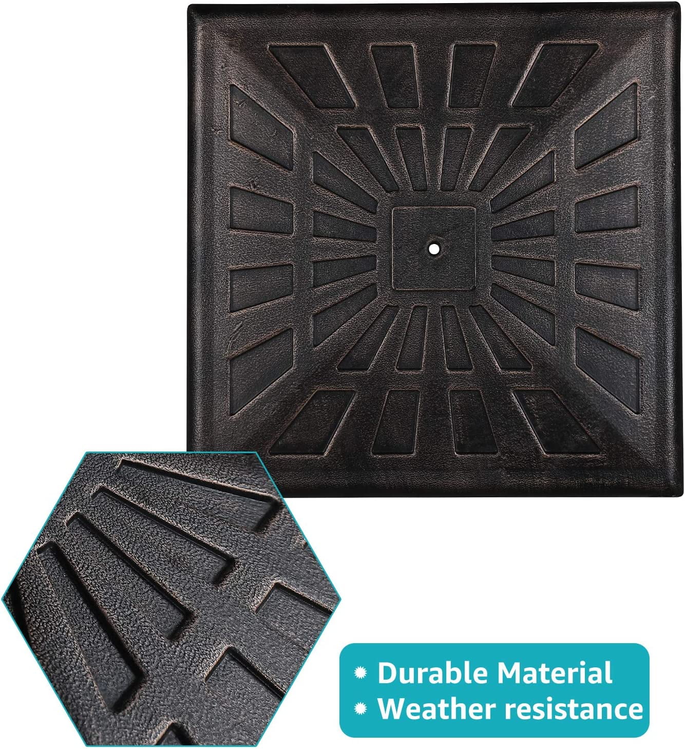 QHTER Square Umbrella Base, 42lb Heavy Duty Patio Outdoor Umbrella Stand Weight, Bronze
