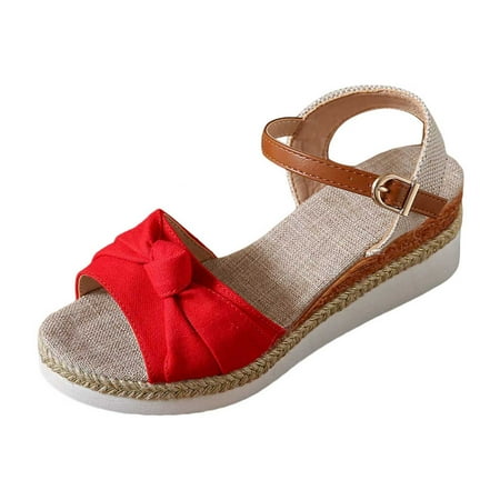 

Huashengg Women s Summer Fashion Roman Open Toe Bow Sandals Casual Comfortable Fish Mouth Wedge Sandals Size 11 Womens Shoes Sandals
