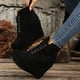 thumbnail image 4 of NECHOLOGY Botas Mujer Adulto Femenino Zapatos Botines de mujer Botas de suela gruesa con cordones de gamuza sólida de felpa de invierno a la moda para mujer (Black, 8.5), 4 of 7