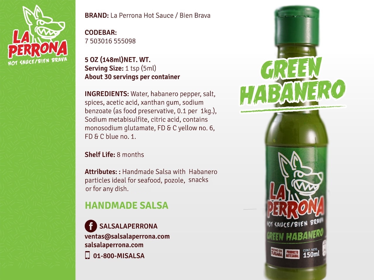 La Perrona Green Habanero Hot Sauce 5oz 3 Pack Walmart Com La Perrona Green Habanero Hot Sauce 5oz 3 Pack Walmart Com