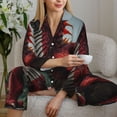 thumbnail image 6 of Vsdgher Majestic Red Dragon Pajamas Set Long Sleeve Sleepwear Womens Button Down Nightwear Pj Sets-X-Large, 6 of 7