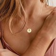 thumbnail image 3 of Round Coin Necklace, Titanium Steel Carved Flowers, Small Pendant Gifts, 3 of 4