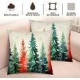 thumbnail image 6 of Red Green Christmas Tree Throw Pillow Covers 16x16 Set of 2 Winter Watercolor Pine Trees Decorative Outdoor Pillowcases Rustic Nature Forest Xmas Holiday Cushion Case for Couch Sofa, 6 of 6