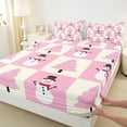 thumbnail image 3 of Manfei Snowman Plaid Full Size Sheets 4pcs for Girls, Pink Christmas Tree Bed Sheets, Merry Xmas Sheet Sets, Lightweight Room Decor, 3 of 7