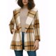 thumbnail image 1 of Abrigo de invierno con cinturón y cuello de chal de cuadros para mujer Inspire Chic XL color caqui, 1 of 6