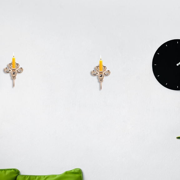 LEORX Iron Wall Mount Candle Holder Decorative Golden Candle Stand for Dining Living Room