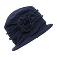 thumbnail image 2 of XIAOCHA Mens Ruffled‑Floral Cloche Hat Solid Daily Hat Outdoor Casual Hat,Navy, 2 of 4