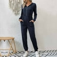 thumbnail image 2 of Clearance! Ohufall Jumpsuits for Women, Fashion Casual Pocket Solid Jumpsuits Hooded Zipper Long Sleeve Leg Pant Overalls Women, Rompers for Women, Onesie for Women Clearance, 2 of 4