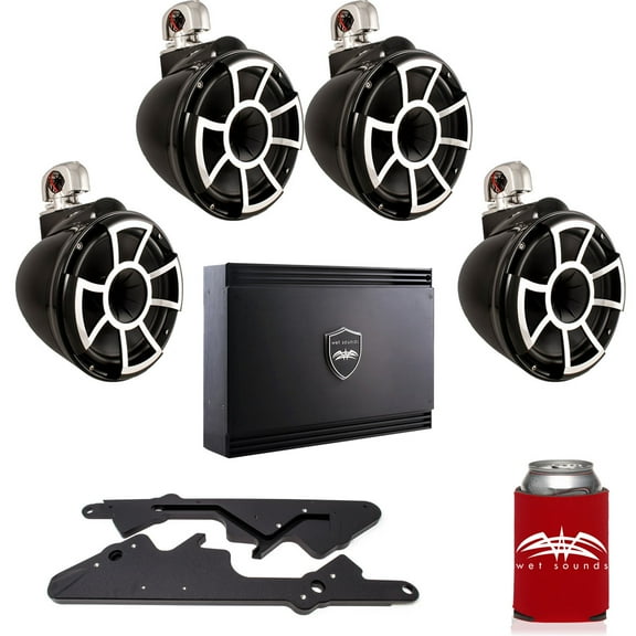 Wet Sounds For Malibu G3: Two Pairs of REV10B-SC 10" Black Swivel Tower Speakers with G3 Adapters & SD2 Amplifier
