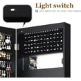 thumbnail image 4 of SAZYY LED Jewelry Cabinet Wall Mounted Door Hanging, Lockable Jewelry Armoire with 47.2'' Full Length Mirror, Foldable Makeup Tray, Lipstick Brush Holders, Jewelry Storage Organizer, 4 of 9