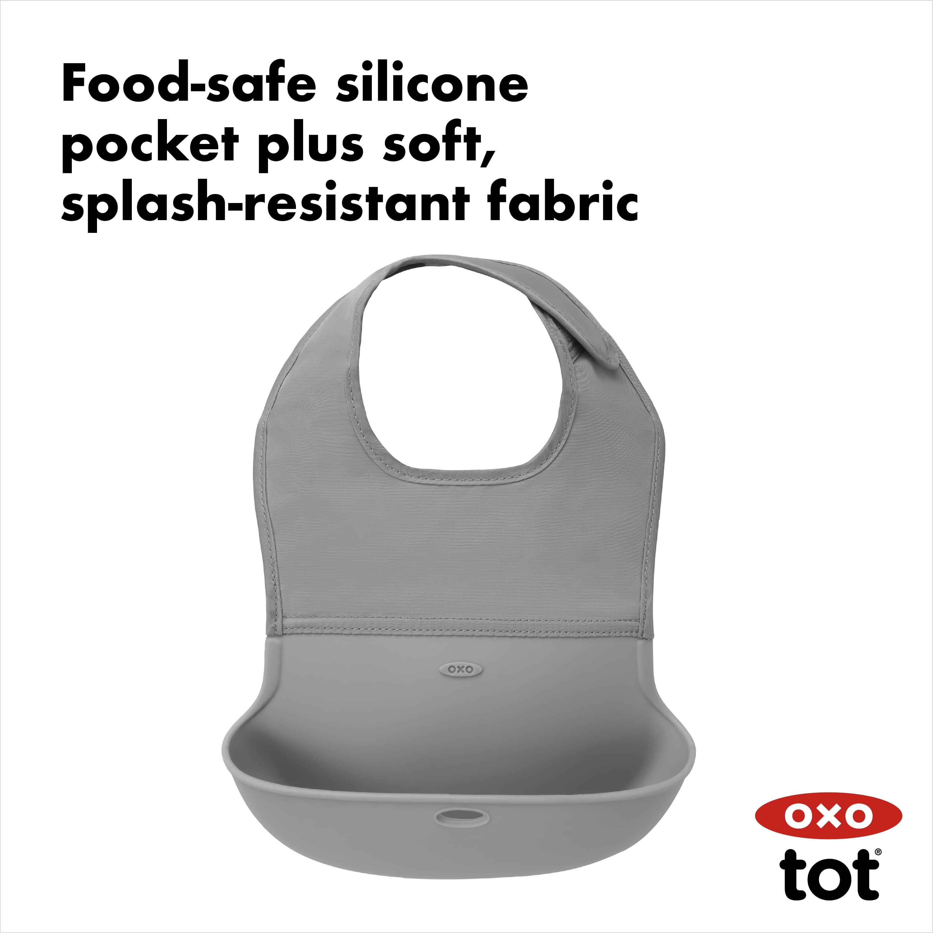 OXO Tot Roll-Up Bibs 2-Pack, Drizzle & Opal – Unisex, Easy-Clean, Travel-Friendly Baby Feeding Bibs