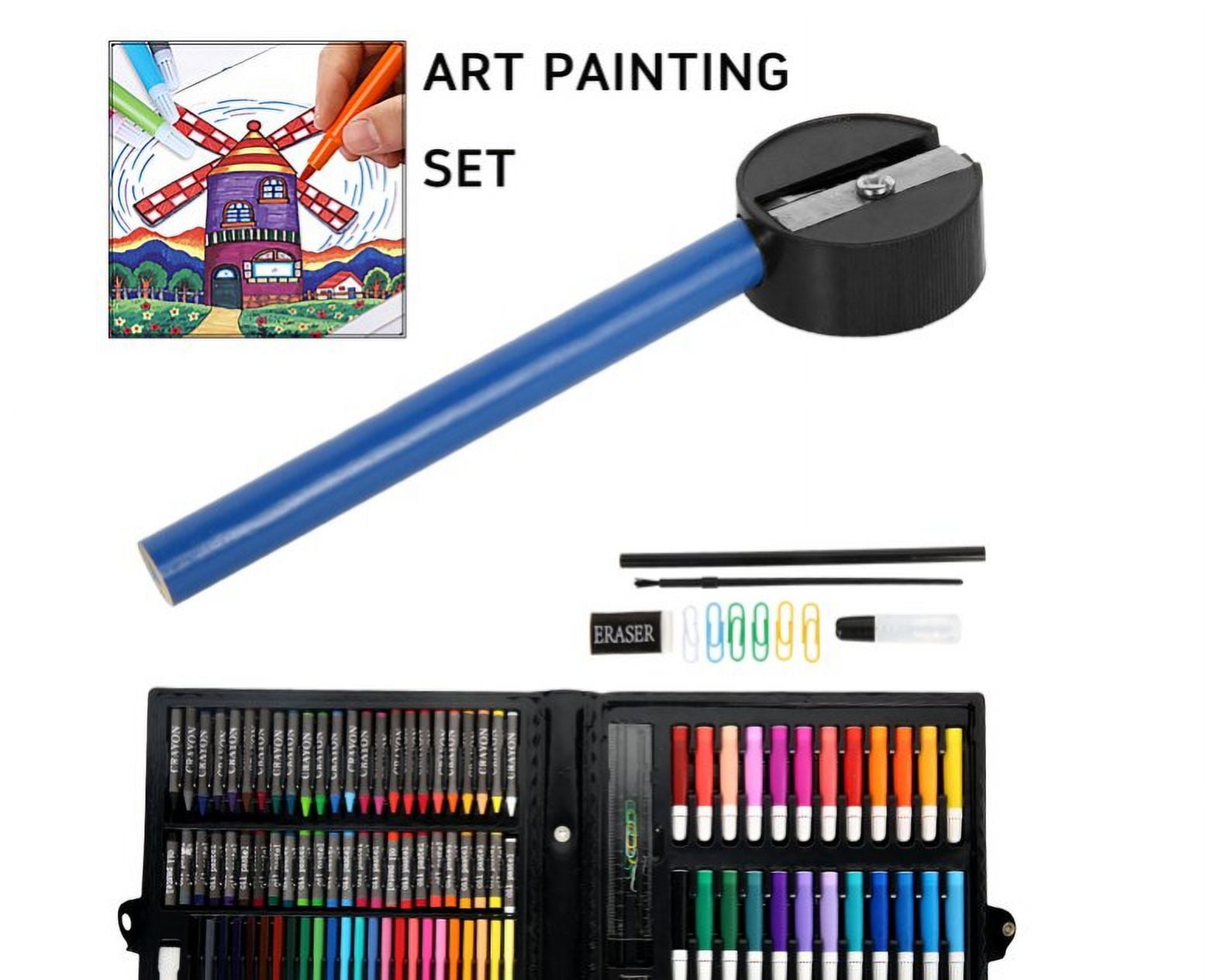 150-Piece Art Set, Art Set for Kids,Deluxe Professional Color Set, Gifts  Art Set Case,Art Kits for Kids and Adult,Includes Oil Pastels, Crayons,  Colored Pencils,Christmas Gifts(Black) 