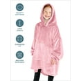 thumbnail image 4 of Bare Homey Kids Size Microplush Wearable Blanket, Round Trapezoid Pocket, Light Pink, 4 of 8