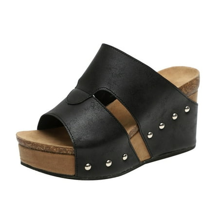 

HGWXX7 Sandals For Women Summer Women Summer Beach Sandals Boho Casual Wedges Shoes Thick Bottom Slipper Stylish Shoes