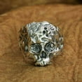 thumbnail image 2 of 925 Sterling Silver Rose Skull Ring Biker Rock Punk Jewelry TA280 US Size 11, 2 of 16