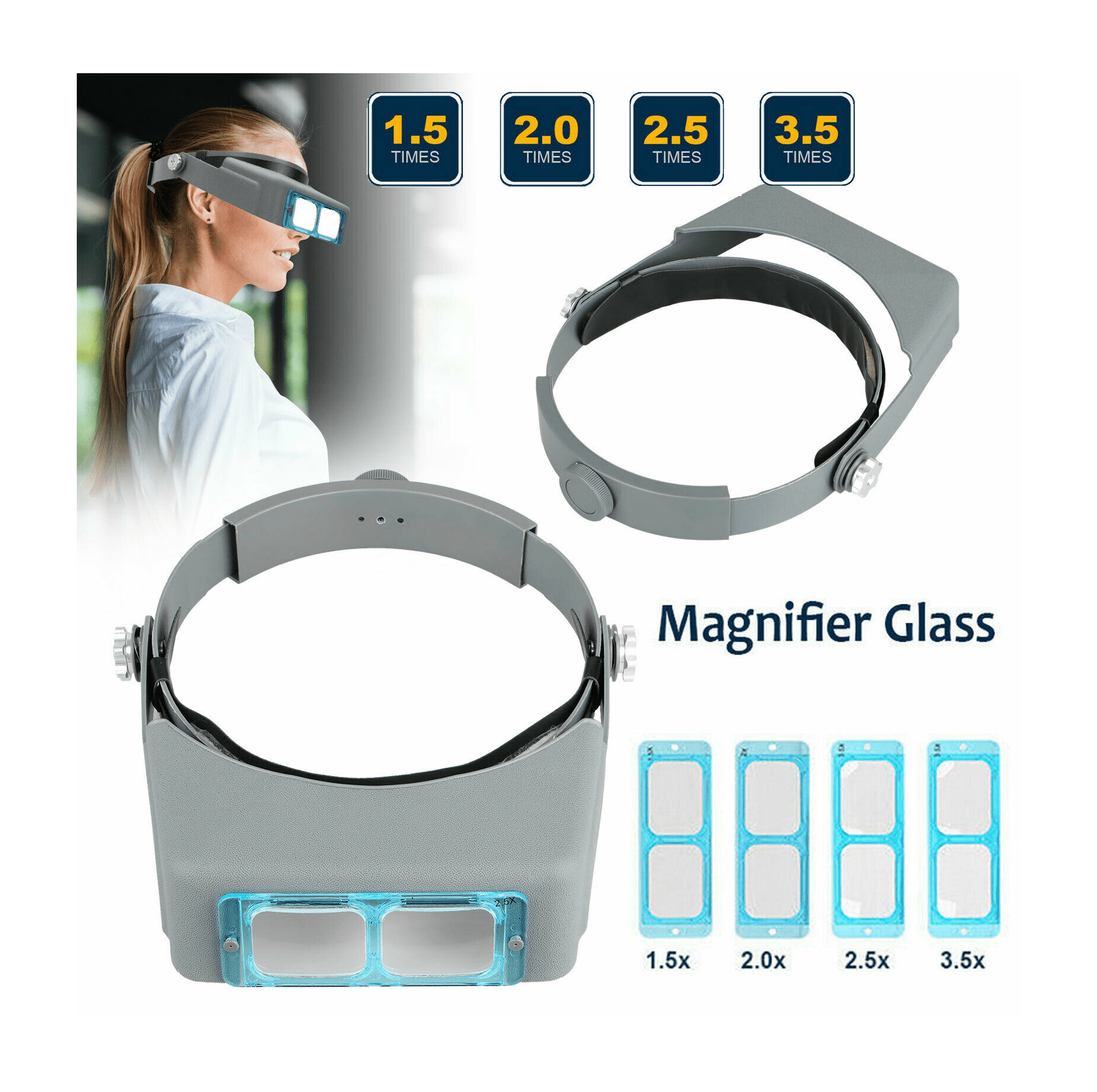 Optivisor Lens Head Magnifier Glasses Magnifying Visor Glass Headband 4