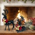thumbnail image 6 of 2Pcs Christmas Reindeer Figurines Decorations, Standing & Lying Plastic Deer Statues With Bow And Bells, Tabletop Reindeer Ornaments For Living Room, Mantel,Shelf,Christmas Table Centerpiece Display, 6 of 7