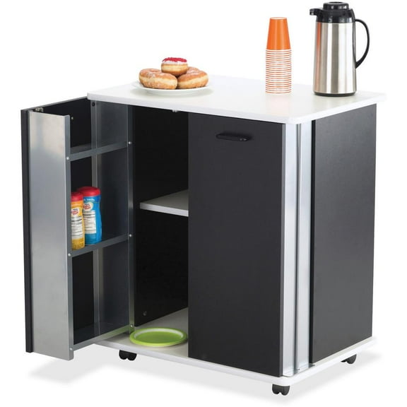 Safco Mobile Refreshment Stand - 3 Shelf - Melamine, Laminate - x 29.5" Width x 22.8" Depth x 33.1" Height - Black - 1 Each