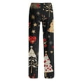 thumbnail image 3 of Fabrcox Christmas Pajamas Bottoms for Women Loose Fit Christmas Tree Printed Drawstring Wide Leg Lounge Long Bottoms Black XL, 3 of 6