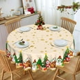 thumbnail image 2 of Eikione Round Christmas Tablecloth 60 Inch, Santa Claus Snowman Xmas Tree Champagne Tablecloth, Oil Proof Dining Table Cover for Party, 2 of 5