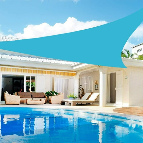 Lehood 185 GSM HDPE Triangle Turquoise Sun Shade Sail - 95% UV Block, Breathable & Water-Permeable with 3 Ropes | Custom Sizes, Multi-Color for Garden, Patio, Pool Cover