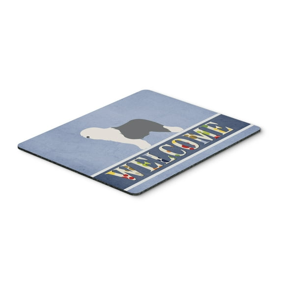 Old English Sheepdog Bobtail Mouse Pad Hot Pad or Trivet Blue