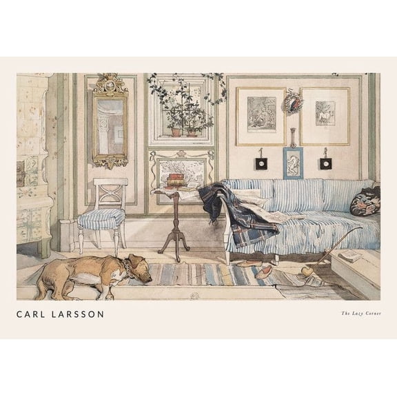 Carl Larsson - The Lazy Corner Print Wall Art, Modern Wall Decor For Living Room Bedroom, 8x12 UNFRAMED