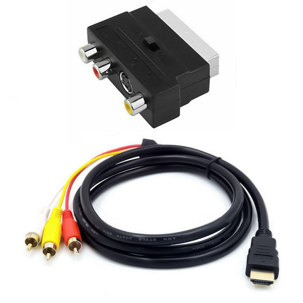 W/SCART to 3 Phono Adapter HDMI-compatible S-video to Audio 3 AV Q5Q5 - Walmart.com
