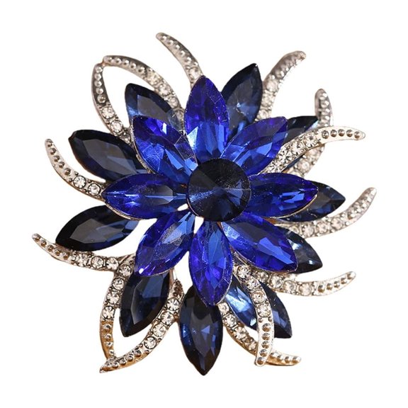 Elegant Double Layer Flower Brooch With Crystals and Florals Designs for Women Jewelry Accessories