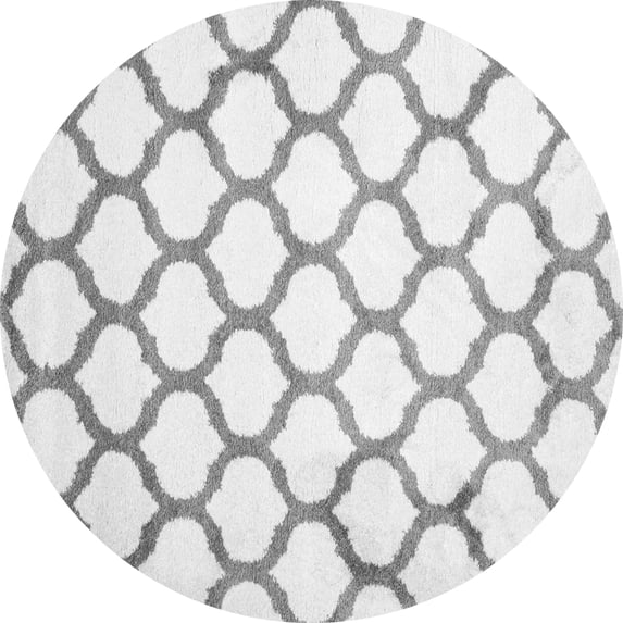 Ahgly Company Indoor Round Trellis Gray Contemporary Area Rugs, 5' Round