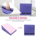 thumbnail image 4 of Gymnastics Wedge Mats 33" X 23.6" X 13.4" Folding for Home Use | Incline Mat Cheese Wedge With Zip Fastener, Waterproof Vinyl Cover, EPE Foam for Exercise, Tumbling, Yoga, Pilates, Pink & Dark Blue, 4 of 7