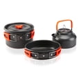 thumbnail image 2 of Utensilios de cocina al aire libre Camping Cocinar Pot Situación de utensilios de cocina Kit Portátil plegable Mango aislado Pan Backpacking Hervidor de agua Naranja 3 piezas kenally OD003503-01B, 2 of 7