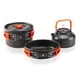 thumbnail image 2 of Utensilios de cocina al aire libre Camping Cocinar Pot Situación de utensilios de cocina Kit Portátil plegable Mango aislado Pan Backpacking Hervidor de agua Naranja 3 piezas sidaley OD003503-01B, 2 of 7
