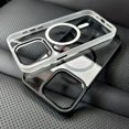 thumbnail image 2 of Metal Frame Case For iPhone 15 14 13 12 11 Pro Max Plus Transparent For Magsafe Magnetic Wireless Charge Lens Protector Cover, 2 of 5