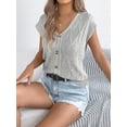 thumbnail image 5 of jinghuiyue Womens Button Down Sweater Vest Cap Short Sleeve Lightweight Cardigan Cable Knit Tops S, 5 of 7