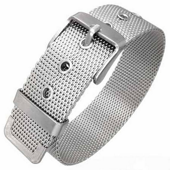 Stainless Steel Mesh Belt Buckle Womens Silver-Tone Bracelet, 16 mm