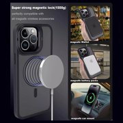 ShellTech for iPhone 15 Pro Max Magnetic Case Compatible with MagSafe,Military Grade Drop Protection Slim Translucent Matte Anti-Fingerprint Camera Ring Stand Shockproof Bumper Cover,Darkblue