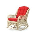 thumbnail image 3 of Malibu Rocking Chair ECO Natural Rattan Wicker Handmade Design with Red Cushion, Natural color, 3 of 5